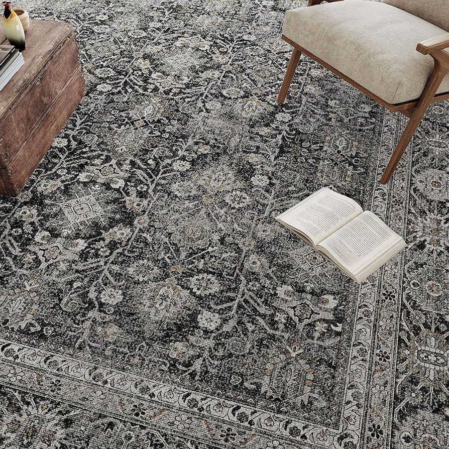 ラグ・カーペット vintage rug, 208 Amazon.com: PureCozy Vintage Area Rug 4x6 Black Entryway
